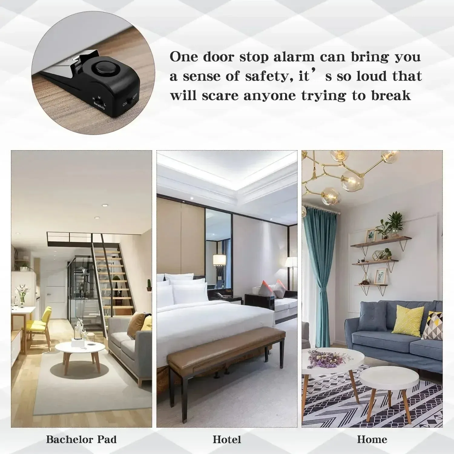 1-4 Piece Portable Door Stopper, Anti-Theft Alarm for Safety.