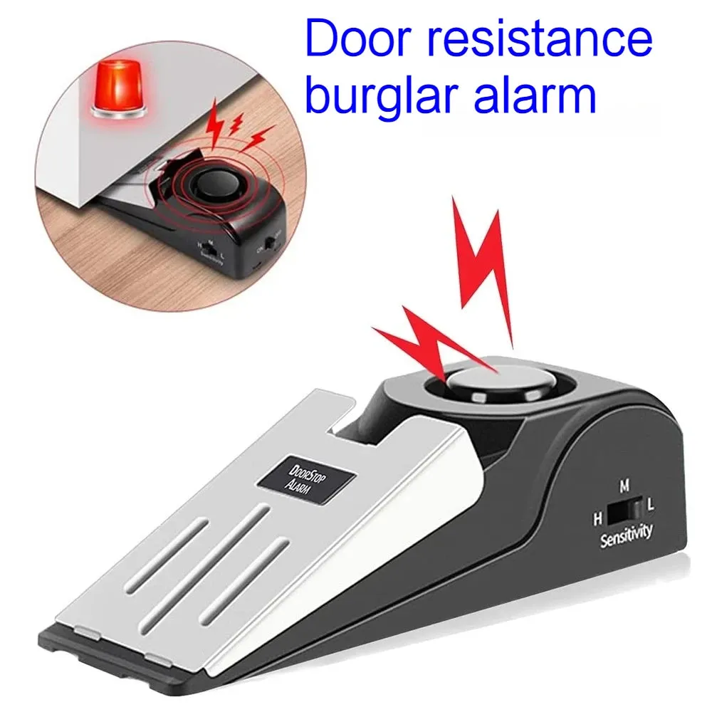 1-4 Piece Portable Door Stopper, Anti-Theft Alarm for Safety.