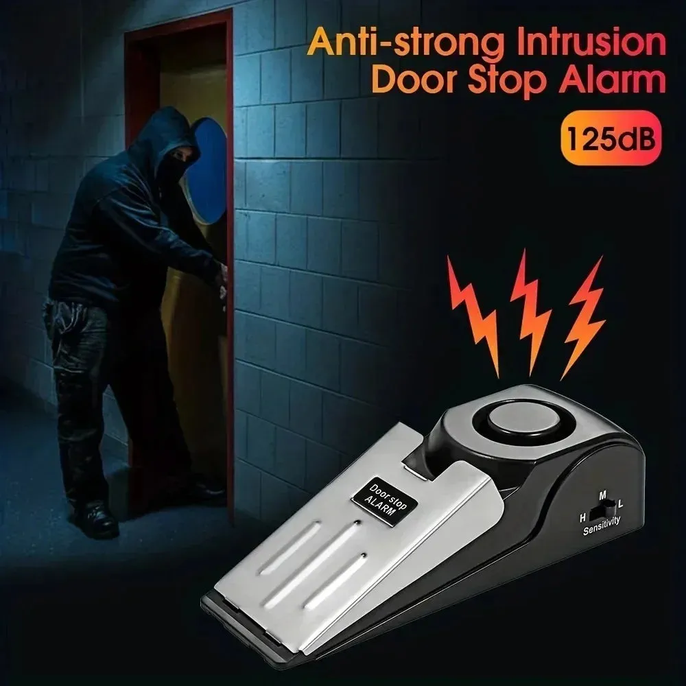 1-4 Piece Portable Door Stopper, Anti-Theft Alarm for Safety.