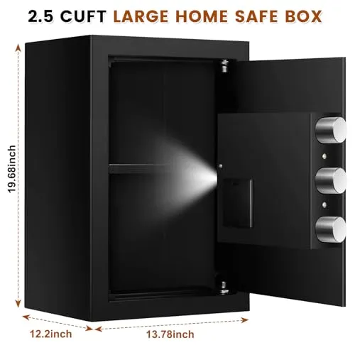 1.0 Cuft Small Security Digital Home Safe Box, Electronic Money Safe Box With Programmable Keypad, Removable Shelf, Combination Lock Fireproof Safes For Cash Jewelry Document Firearm Medicines
