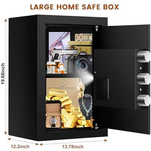 1.0 Cuft Small Security Digital Home Safe Box, Electronic Money Safe Box With Programmable Keypad, Removable Shelf, Combination Lock Fireproof Safes For Cash Jewelry Document Firearm Medicines