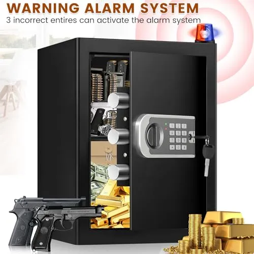 1.0 Cuft Small Security Digital Home Safe Box, Electronic Money Safe Box With Programmable Keypad, Removable Shelf, Combination Lock Fireproof Safes For Cash Jewelry Document Firearm Medicines