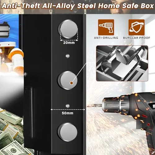 1.0 Cuft Small Security Digital Home Safe Box, Electronic Money Safe Box With Programmable Keypad, Removable Shelf, Combination Lock Fireproof Safes For Cash Jewelry Document Firearm Medicines