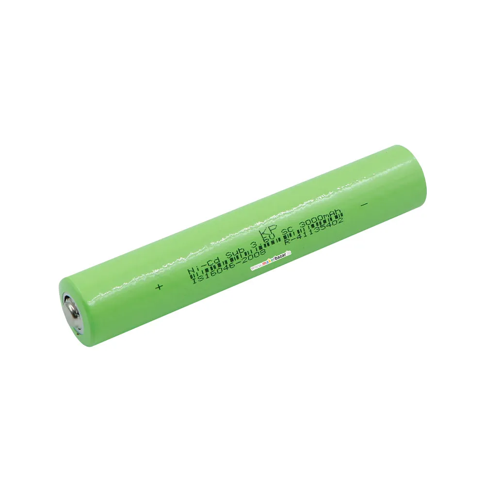 3000mAh 3.6V Size - 3SC Cell NiCd Rechargeable Battery with Button Top