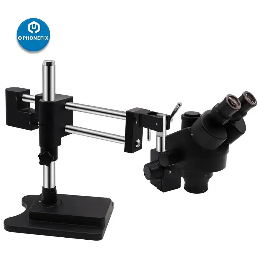 3.5X-90X Black Double Boom Stand Zoom Trinocular Stereo Microscope