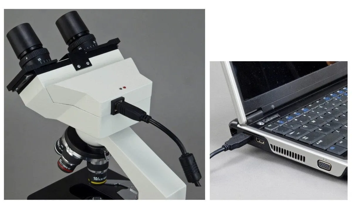40X-2000X 1.3MP Digital Integrated Microscope with LED Illumination   Vinyl Case, Blank Slides, Tissues