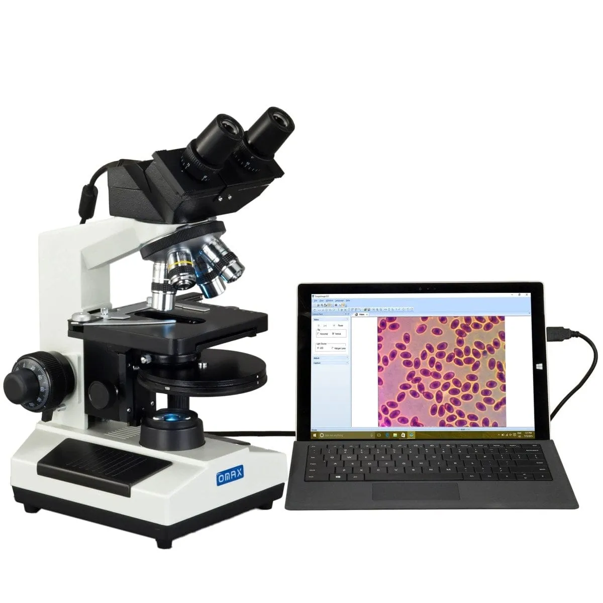 40X-2000X 3MP Digital Integrated Microscope with LED Illumination   4-lens Plan Phase-contrast Turret Kit