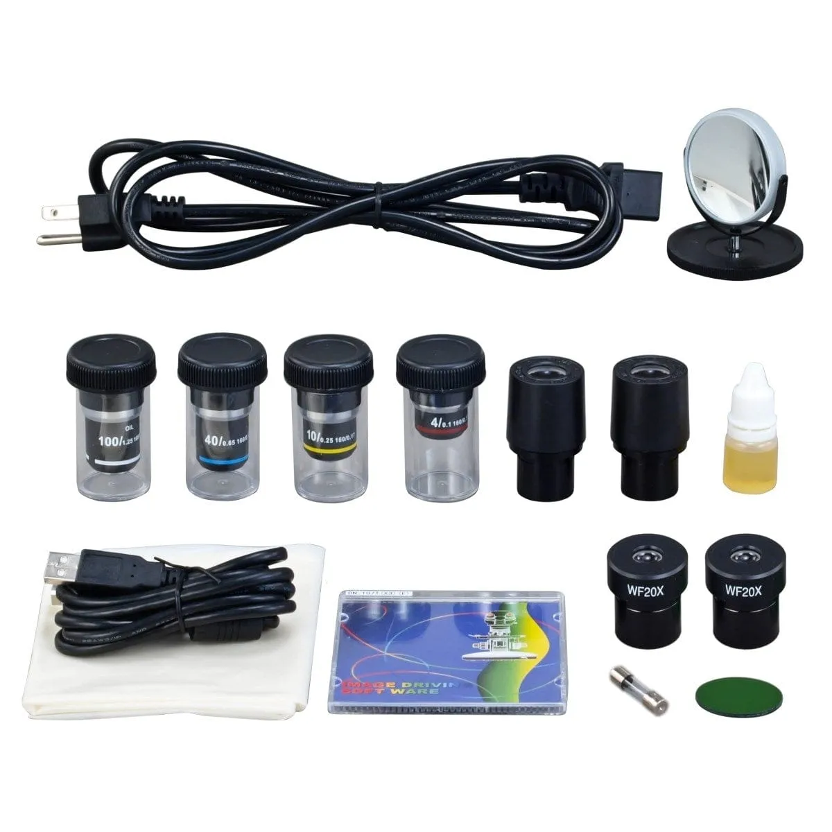 40X-2000X 3MP Digital Integrated Microscope with LED Illumination   4-lens Plan Phase-contrast Turret Kit