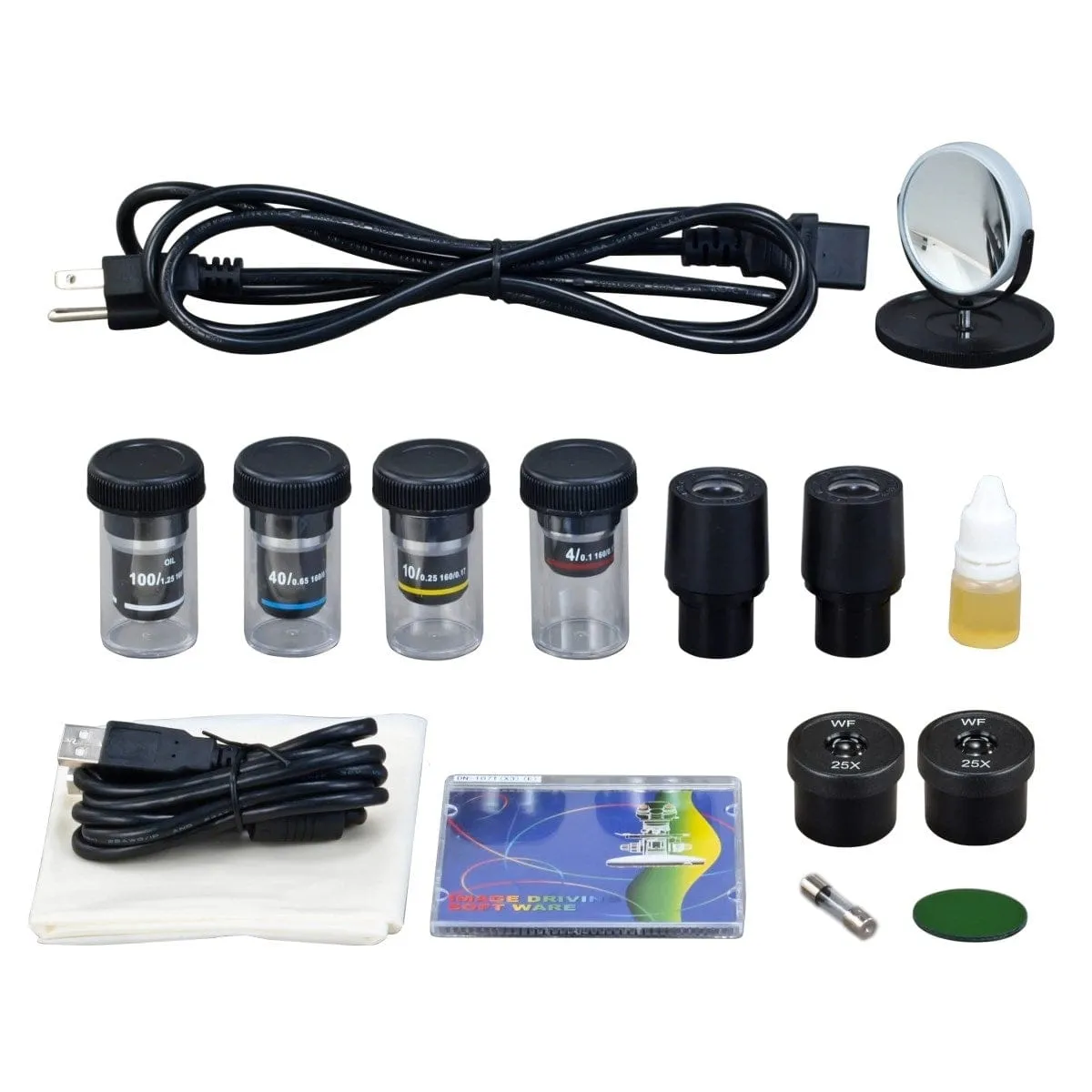 40X-2500X 3MP Digital Integrated Microscope with LED Illumination   Vinyl Case