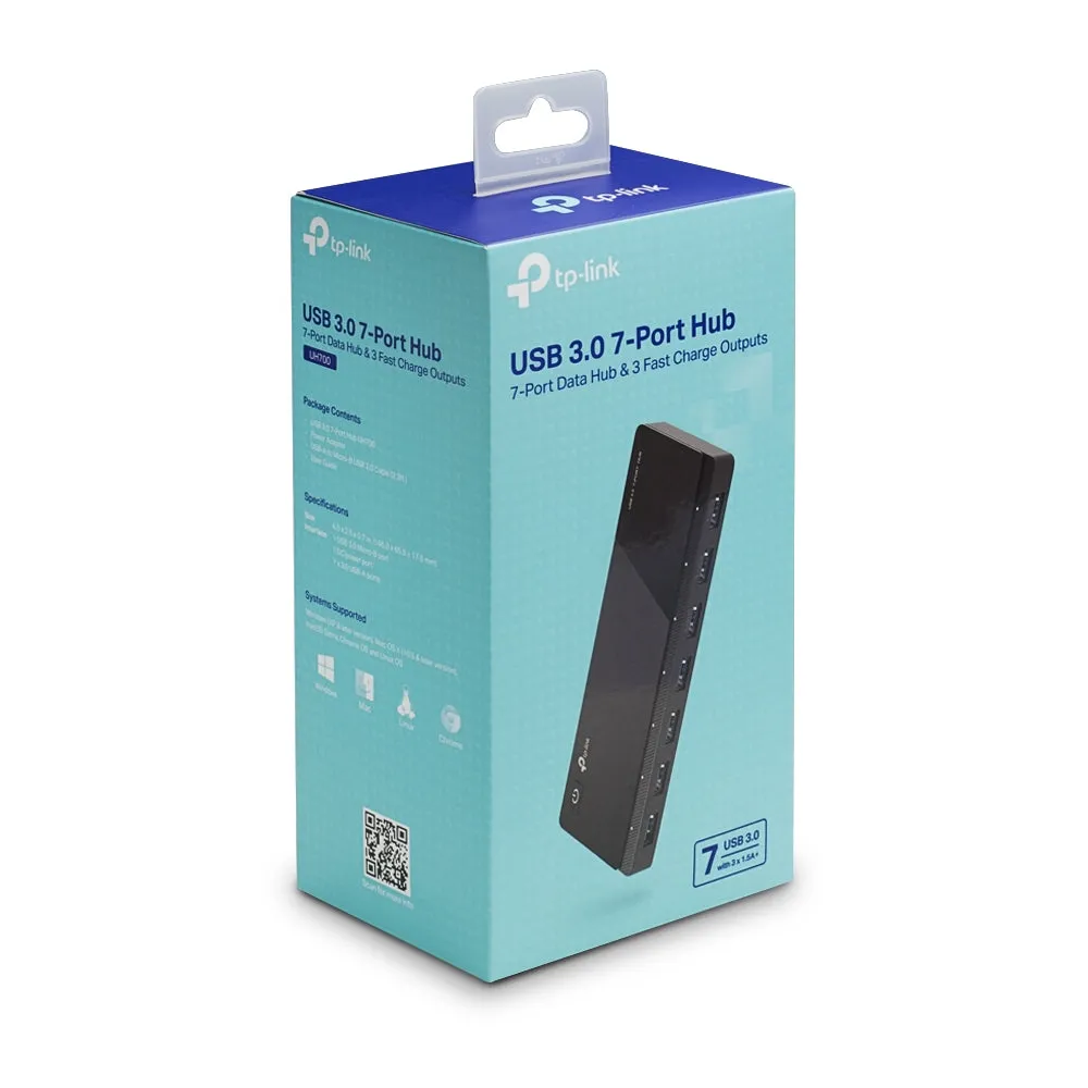 7 Port USB 3.0 Hub with UK Power Adaptor