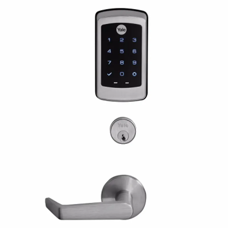 Accentra (Yale) AUR-NTM627-NR 626 Nextouch Generation 2 Keypad Mortise Lock, Capacitive Touchscreen, Augusta Lever, Conventional Cylinder, Satin Chrome