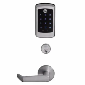 Accentra (Yale) AUR-NTM627-NR 626 Nextouch Generation 2 Keypad Mortise Lock, Capacitive Touchscreen, Augusta Lever, Conventional Cylinder, Satin Chrome