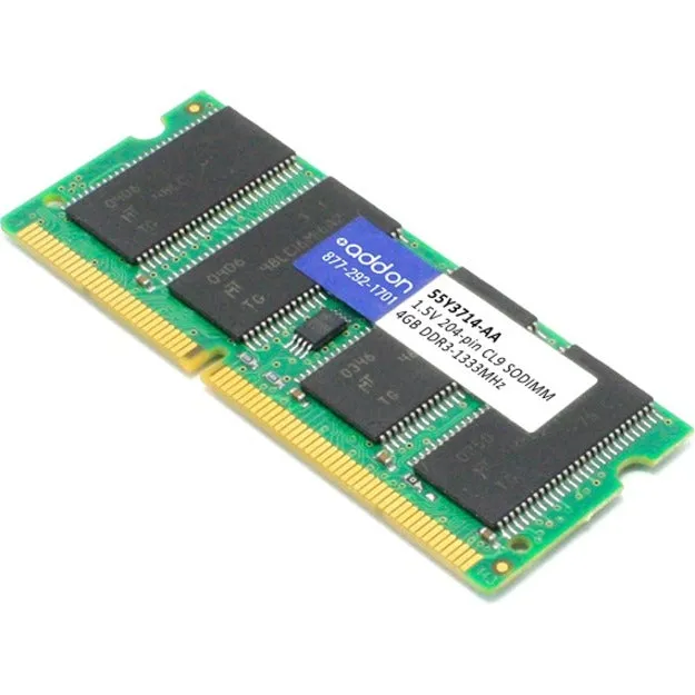 AddOn AA1333D3S9/4G x1 Lenovo 55Y3714 Compatible 4GB DDR3-1333MHz Unbuffered Dual Rank 1.5V 204-pin CL9 SODIMM 55Y3714-AA