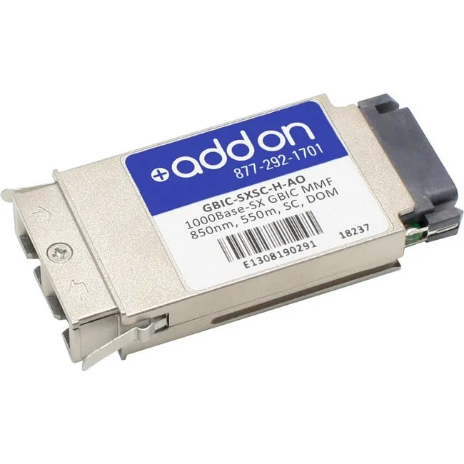 AddOn GarrettCom GBIC-SXSC-H Compatible TAA Compliant 1000Base-SX GBIC Transceiver (MMF, 850nm, 550m, SC, DOM) GBIC-SXSC-H-AO