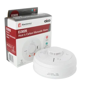 Aico Ei3028 Mains Powered Multi-Sensor Heat & Carbon Monoxide Alarm Interlinked , White