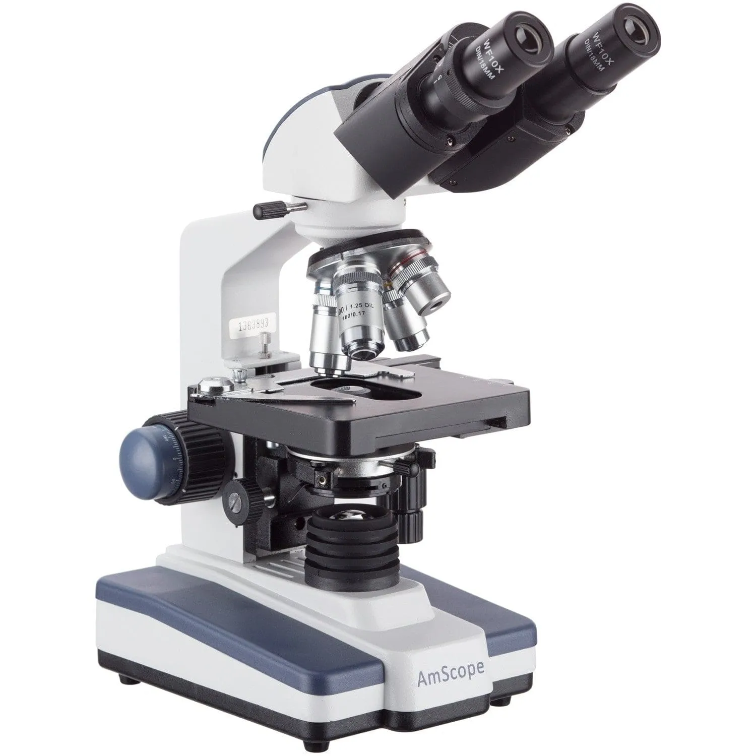 AmScope B120 Series Binocular Compound Microscope 40X-1000X Magnification with LED, Siedentopf Head, 25 Prepared Slides and Optional Digital Camera