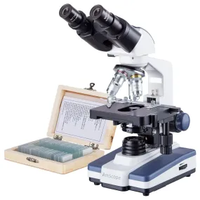 AmScope B120 Series Binocular Compound Microscope 40X-1000X Magnification with LED, Siedentopf Head, 25 Prepared Slides and Optional Digital Camera