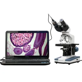 AmScope B120 Series Binocular Compound Microscope 40X-1000X Magnification with LED, Siedentopf Head and 1MP Digital Camera