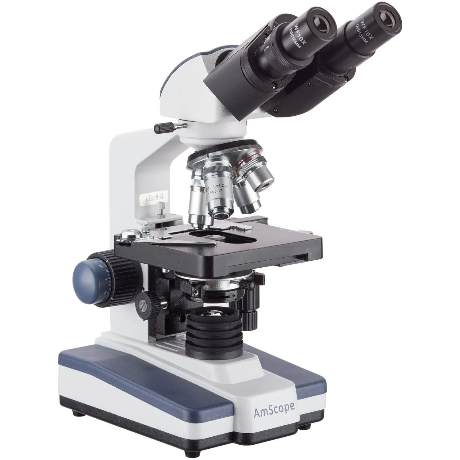 AmScope B120 Series Binocular Compound Microscope 40X-2000X Magnification with LED, Siedentopf Head, 50 Blank Slides and 5MP Digital Camera