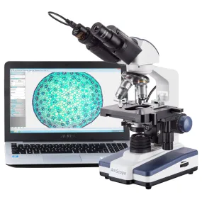 AmScope B120 Series Binocular Compound Microscope 40X-2000X Magnification with LED, Siedentopf Head, Digital Camera and 3D Stage