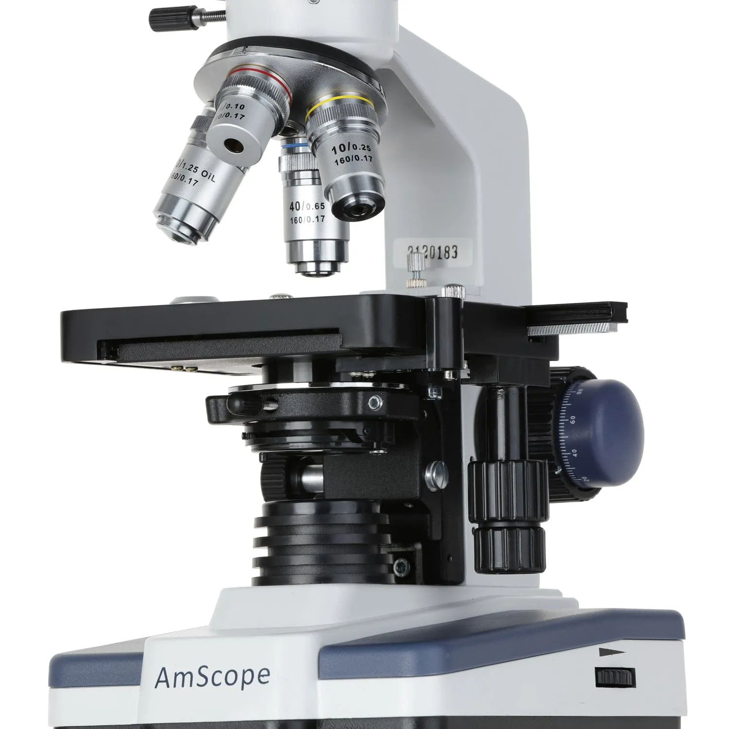 AmScope B120 Series Student & Professional LED Binocular Compound Microscope 40X-2500X Magnification With 3MP Digital Camera and 3D Stage
