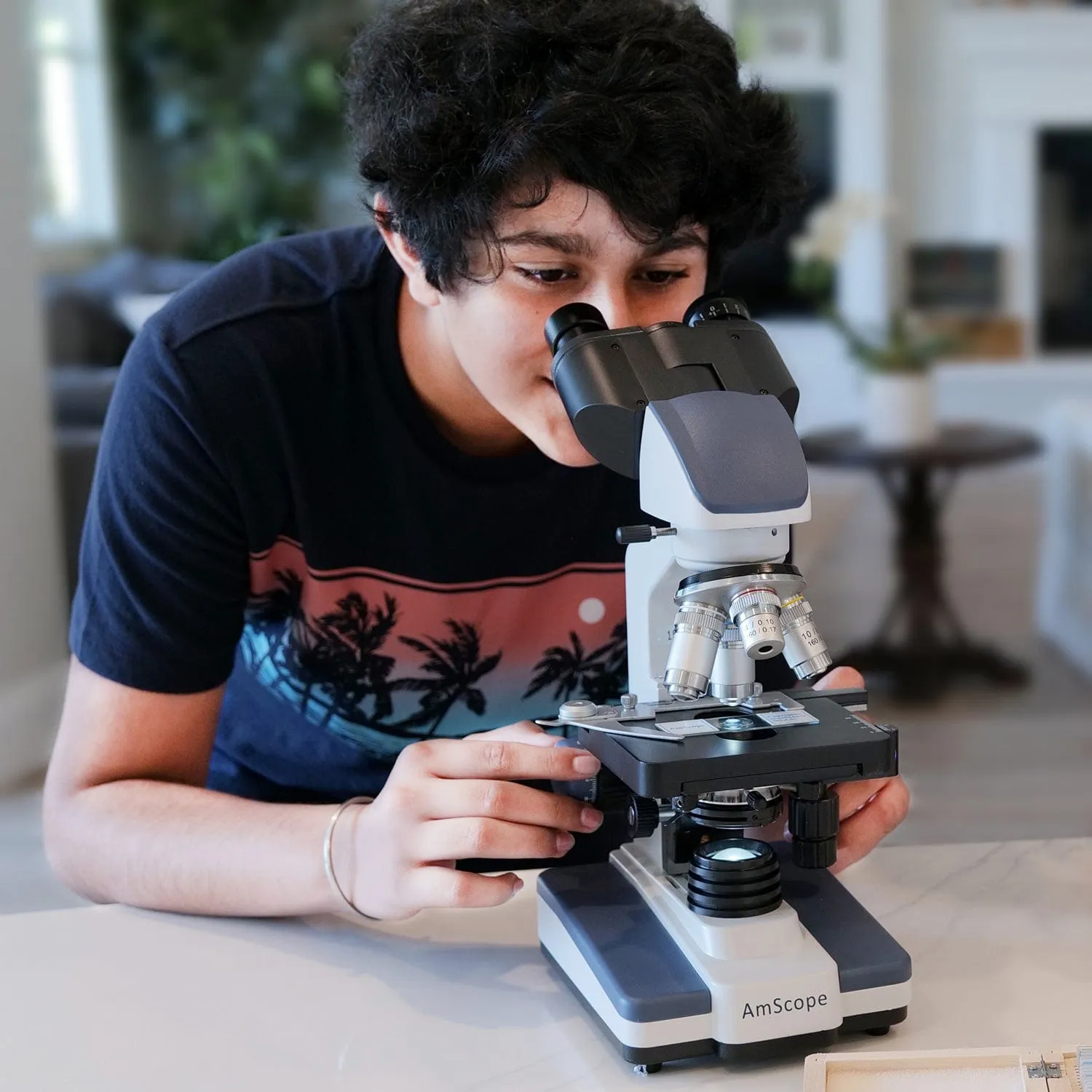 AmScope B120 Series Student & Professional LED Binocular Compound Microscope 40X-2500X Magnification With 5MP Digital Camera, 3D Stage and Interactive Software Kit