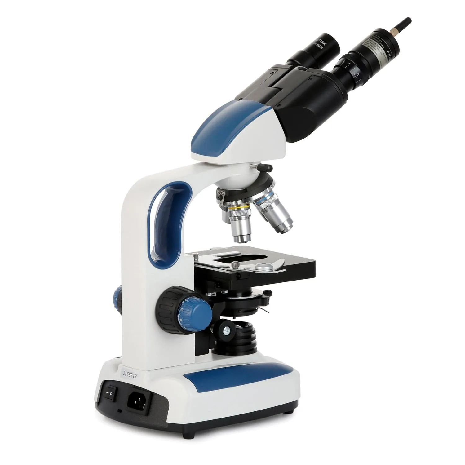 AmScope Binocular Compound Microscope 40X-2500X MagnificationStudent & Professional w/ LED, 3D Stage   Wi-Fi 2.0MP Digital Eyepiece Camera, 50pc Blank Slides & 100pc Cover Slips, 25pc Pipettes