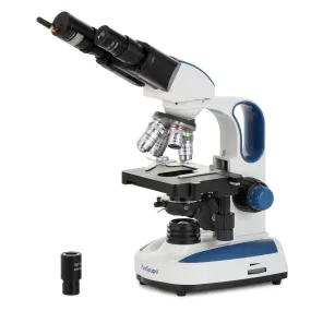 AmScope Binocular Compound Microscope 40X-2500X MagnificationStudent & Professional w/ LED, 3D Stage   Wi-Fi 2.0MP Digital Eyepiece Camera, 50pc Blank Slides & 100pc Cover Slips, 25pc Pipettes
