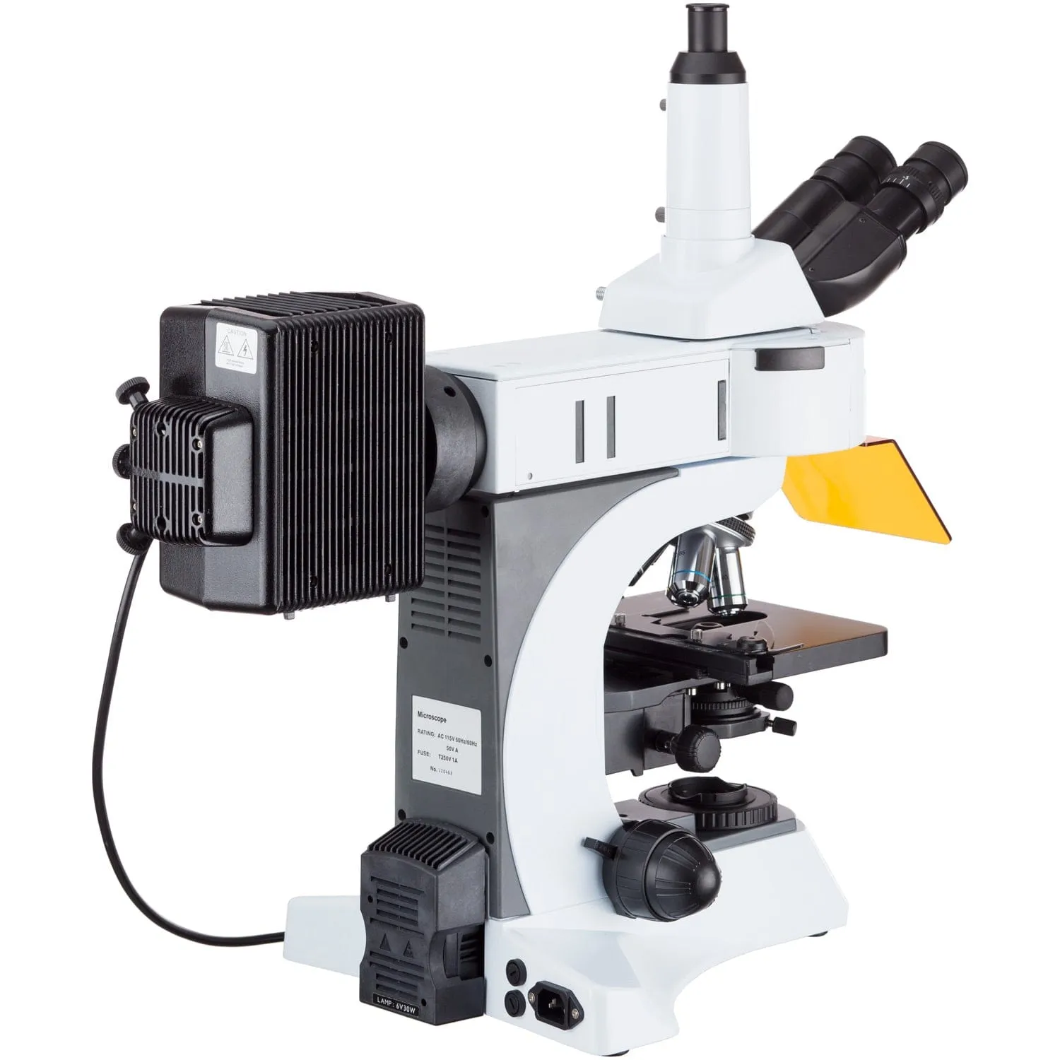 AmScope FM820 Series Upright Fluorescence Trinocular Compound Microscope 40X-1000X Magnification with Rotating Multi-filter Turret and 14MP Camera
