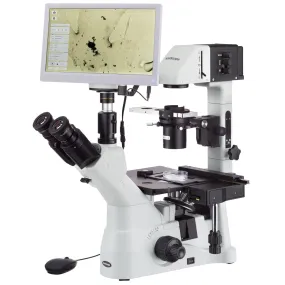 AmScope IN480 Series Inverted Infinity-corrected Phase-contrast Trinocular Compound Microscope 40X-1500X Magnification with Koehler Illumination and 11.6" 60fps Real-time Imaging system