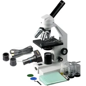 AmScope M500 Series Student Monocular Compound Microscope 40X-1600X Magnification with USB Camera