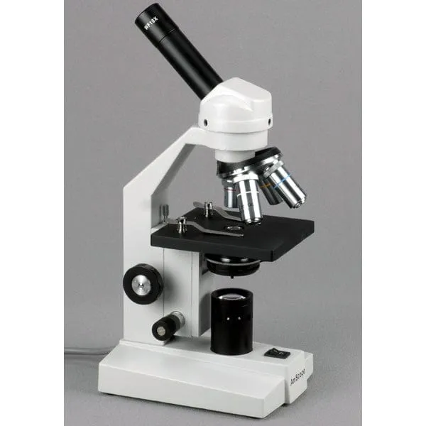 AmScope M500 Series Student Monocular Compound Microscope 40X-1600X Magnification with USB Camera