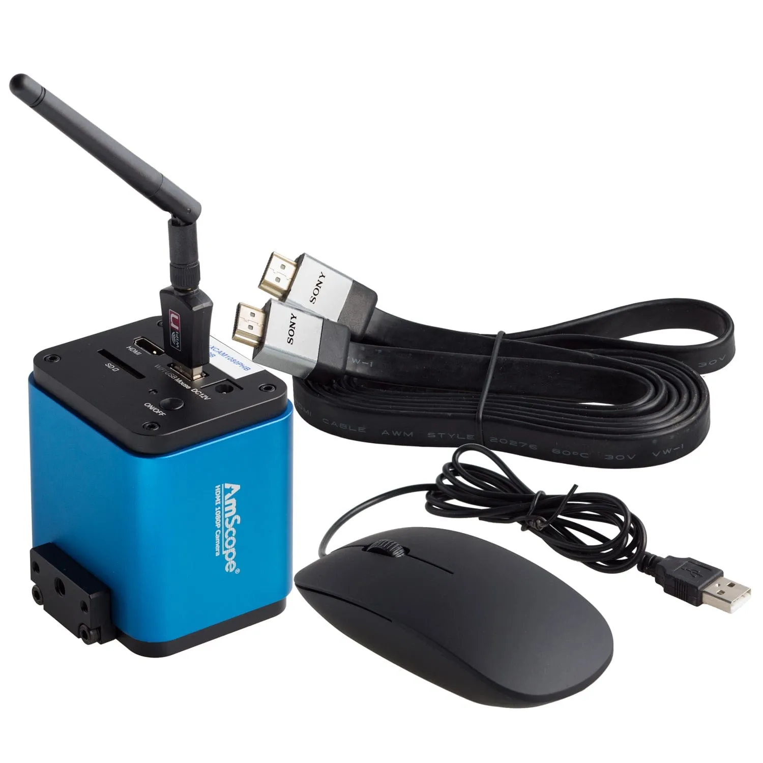 AmScope ME1200 Series Inverted Metallurgical Trinocular Compound Microscope 50X-1250X Magnification with 1080p HDMI Camera with WiFi