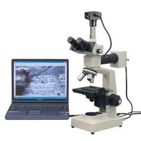 AmScope ME300 Series Metallurgical Trinocular Compound Microscope 40X-1000X Magnification with 18MP USB 3.0 Camera