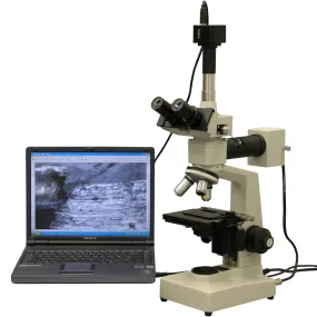 AmScope ME300 Series Metallurgical Trinocular Compound Microscope 40X-400X Magnification with 1.3MP USB 2.0 Camera