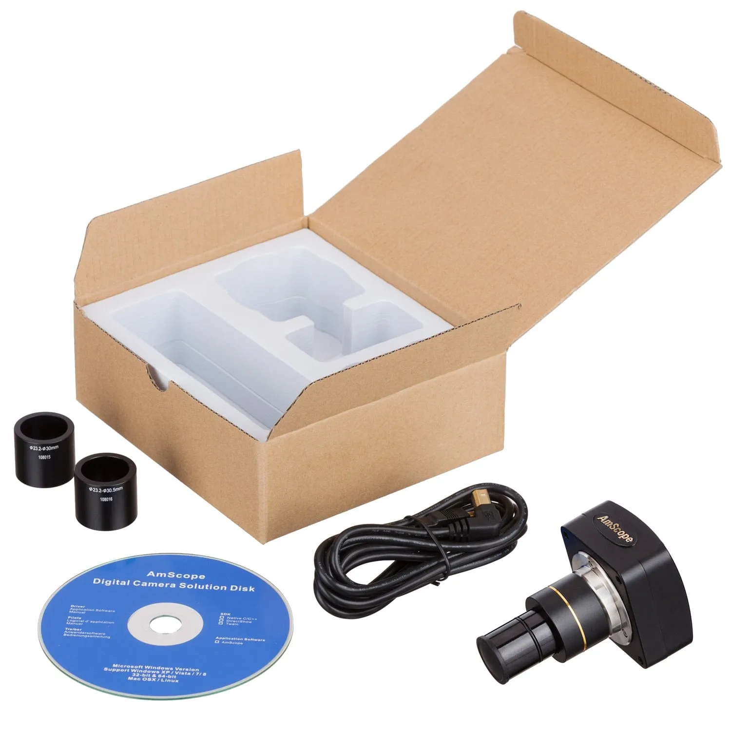 AmScope MU Series 1.3MP USB 2.0 Color CMOS C-Mount Microscope Camera with Reduction Lens