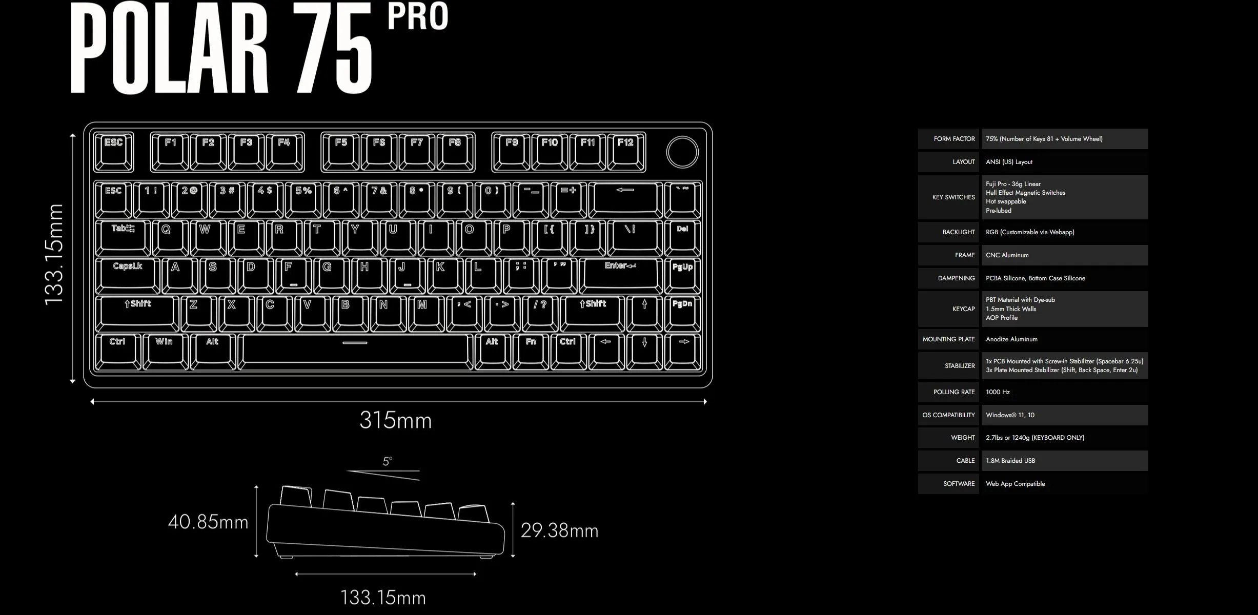 Arbiter Studio KITSUNE Polar 75 PRO Hall Effect Magnetic Keyboard