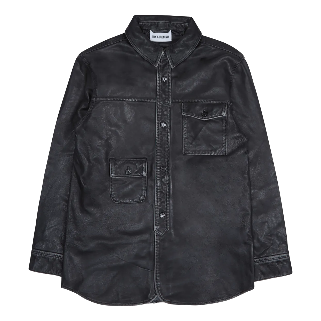 Army Shirt Black Leather