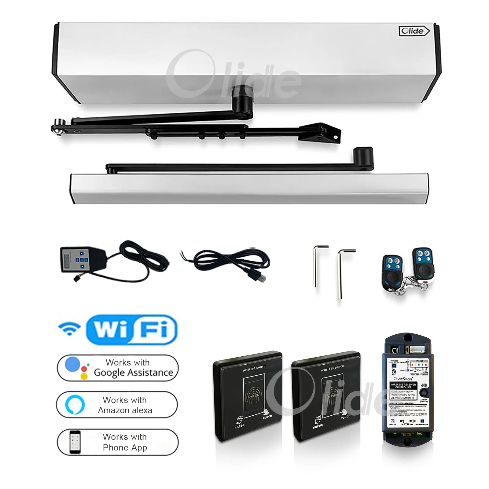 Automatic Swing Door Opener with Wireless Push Button, Smart Electric Touch Door System