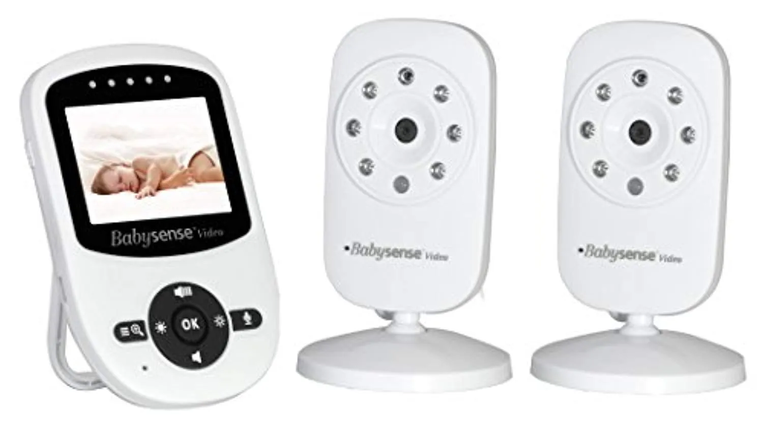 Babysense Video Baby Monitor with Two Digital Cameras, LCD Display, Infrared Night Vision, Two Way Talk, Room Temperature, Lullabies, Long Range