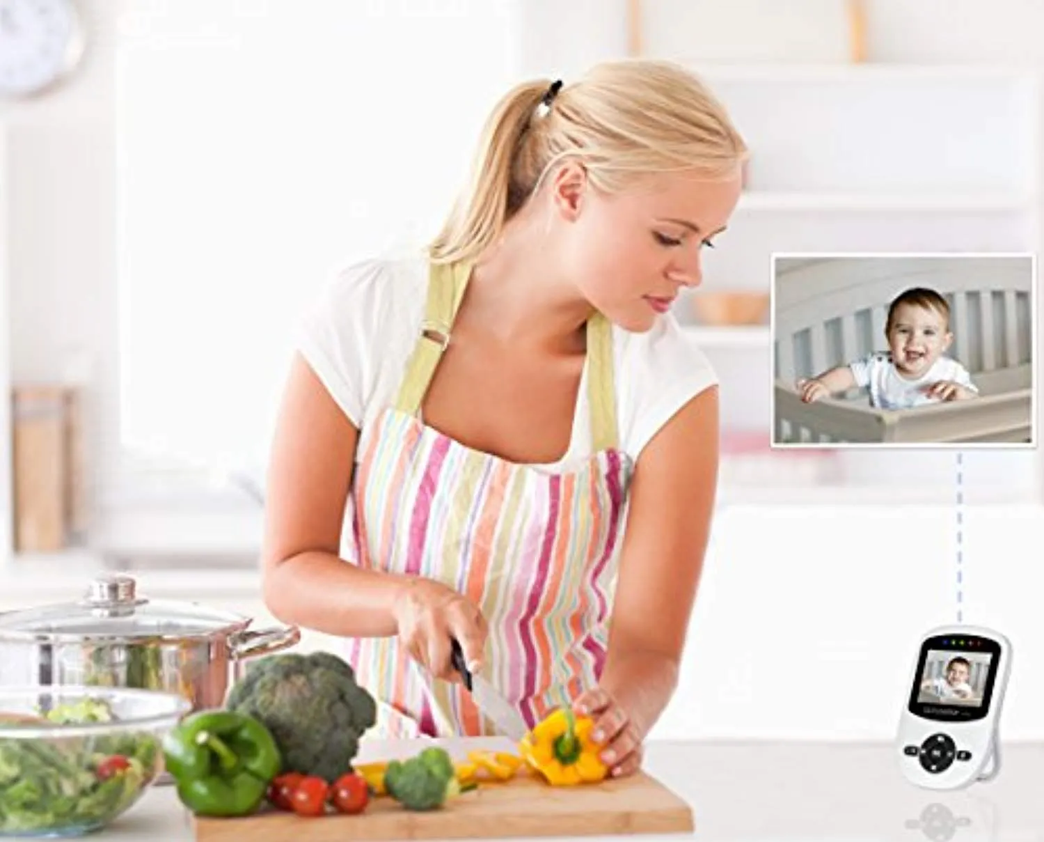 Babysense Video Baby Monitor with Two Digital Cameras, LCD Display, Infrared Night Vision, Two Way Talk, Room Temperature, Lullabies, Long Range