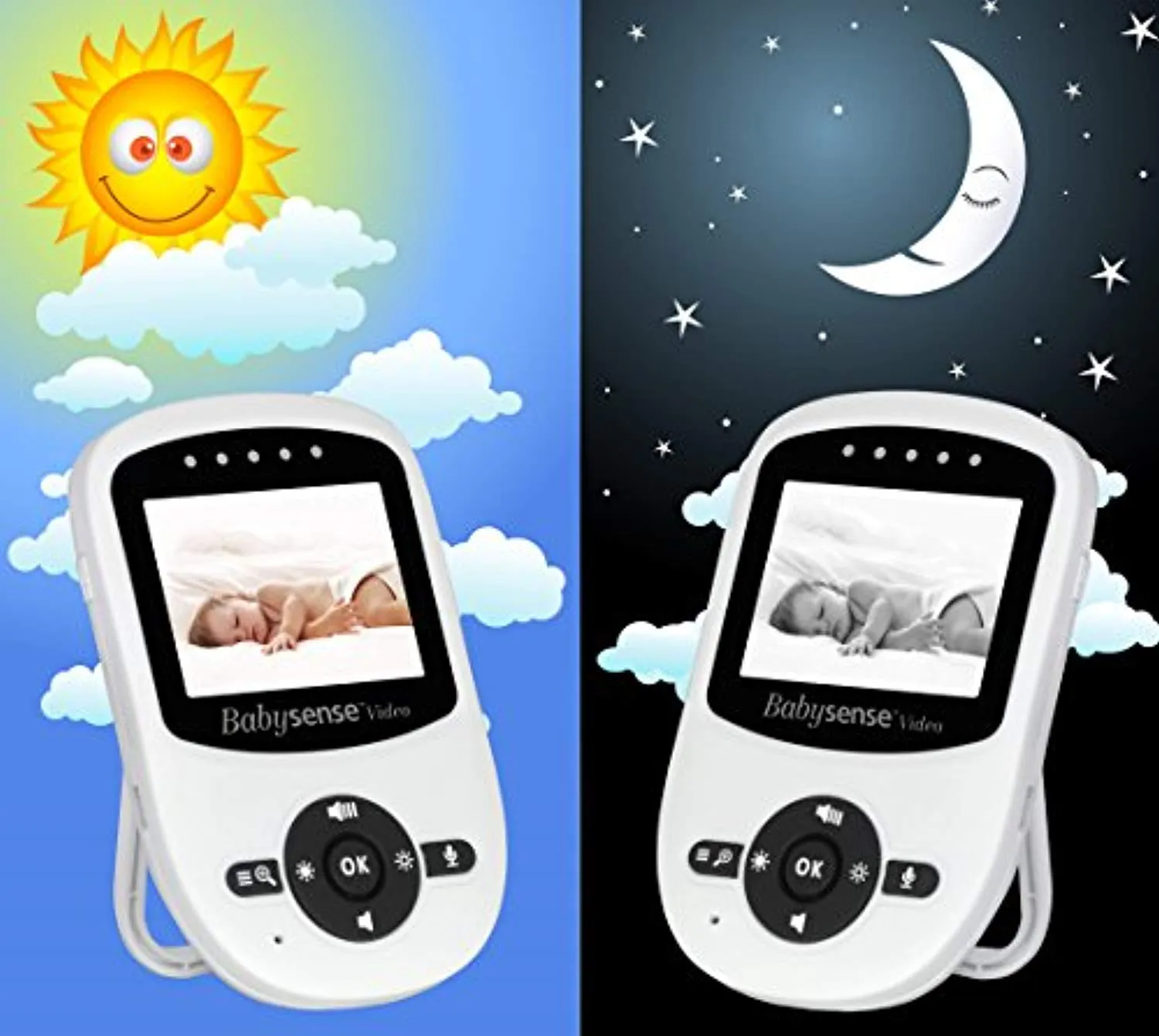 Babysense Video Baby Monitor with Two Digital Cameras, LCD Display, Infrared Night Vision, Two Way Talk, Room Temperature, Lullabies, Long Range