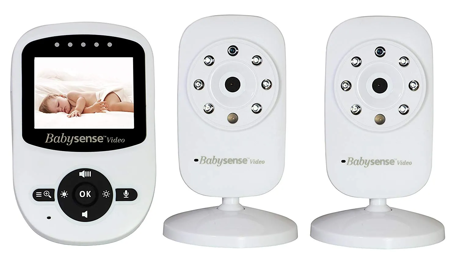 Babysense Video Baby Monitor with Two Digital Cameras, LCD Display, Infrared Night Vision, Two Way Talk, Room Temperature, Lullabies, Long Range