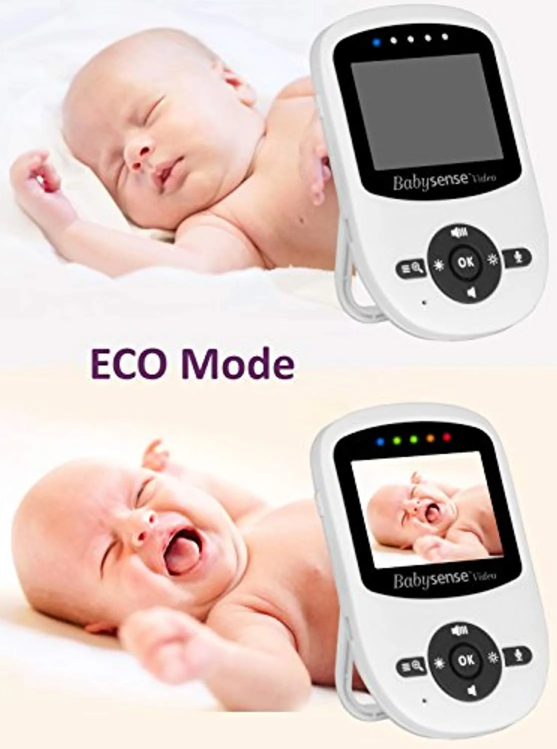 Babysense Video Baby Monitor with Two Digital Cameras, LCD Display, Infrared Night Vision, Two Way Talk, Room Temperature, Lullabies, Long Range