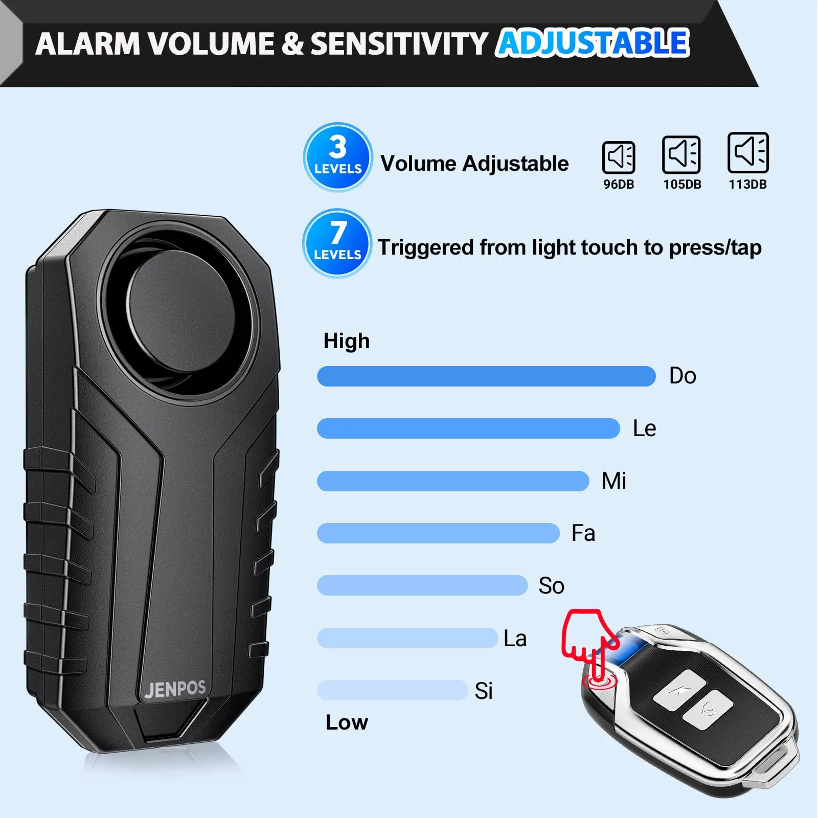 Bike Alarm, 113dB Loud Waterproof Wireless E-Bike Motorcycle Alarm with Remote, Anti-Theft Vibration Motion Sensor Multipurpose Security Alarm System, Ebike Accessories