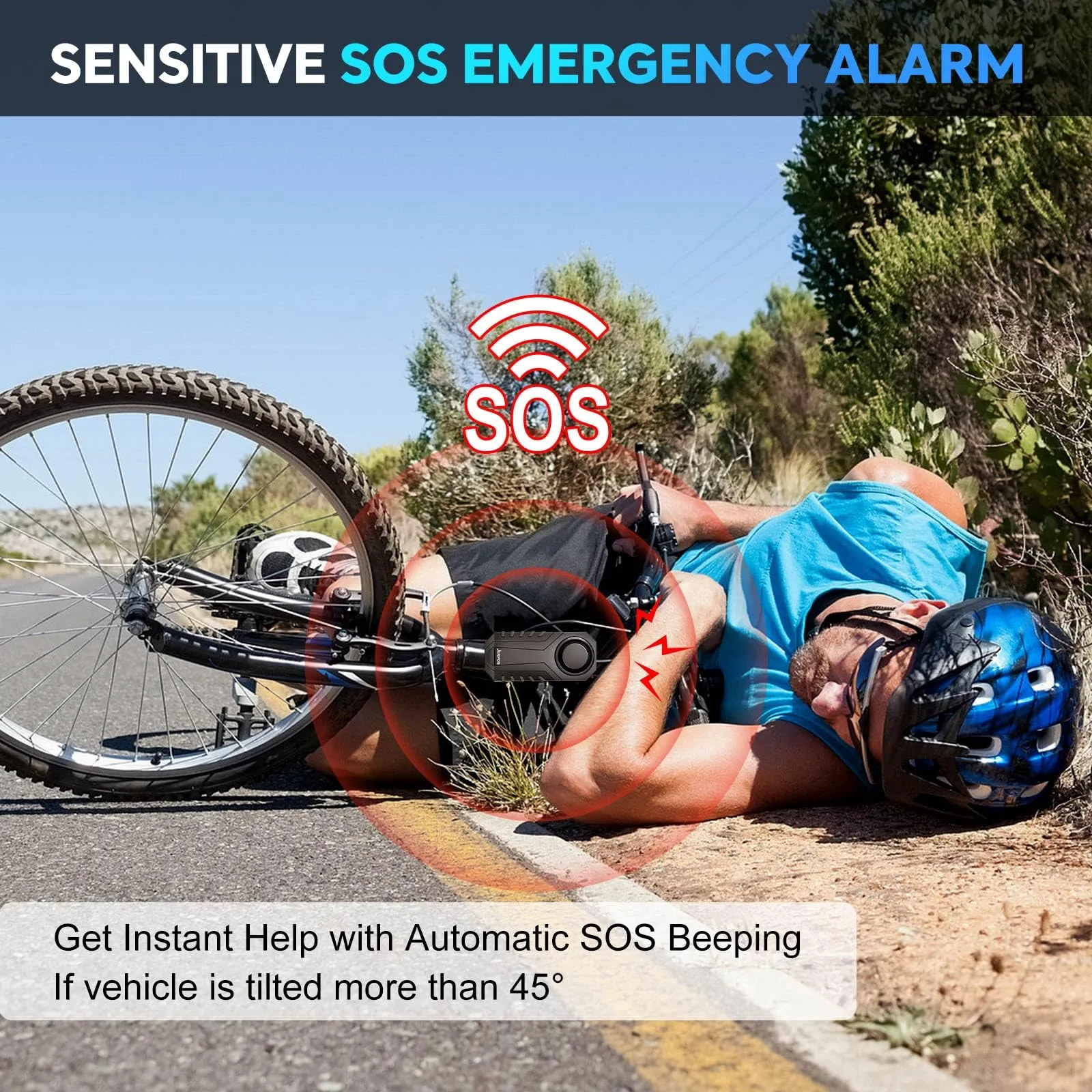 Bike Alarm, 113dB Loud Waterproof Wireless E-Bike Motorcycle Alarm with Remote, Anti-Theft Vibration Motion Sensor Multipurpose Security Alarm System, Ebike Accessories