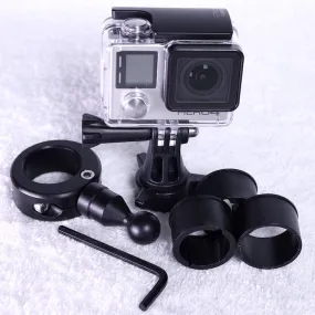 Biker GoPro Gripper Head Adapter & Handlebar Universal Mount System-Black (Fits Bars 7/8" to 1 1/4")-Black-Kit