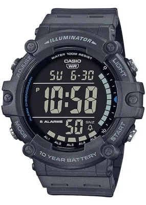 CASIO GENTS LCD HD DIGITAL DARK GREY RESIN BAND AE1500WH-8B