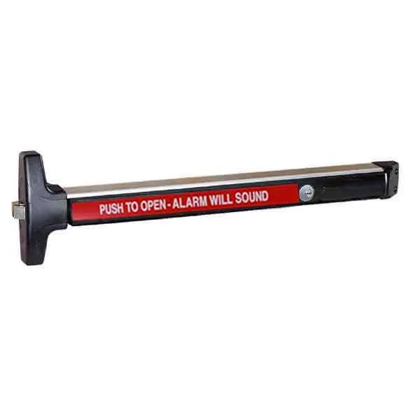 Detex - V40 - Rim Exit Device - Electric Alarm with Battery (EB) - Cylinder Dogging - Surface Strike - Satin Aluminum - 48"