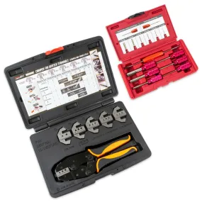 Deutsch Terminal Ratcheting Crimping Tool- Includes 6 Quick Change Dies PLUS 7pc Deutsch Terminal Release/Removal Tool Kit